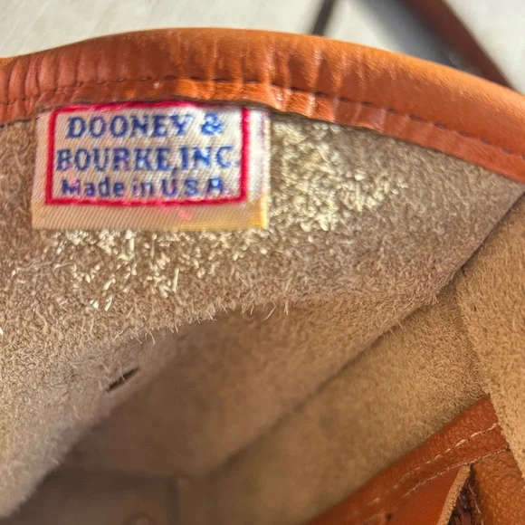 Vintage Dooney & Bourke Essex Flap Crossbody Taupe & British Tan Trim - Picture 12 of 16